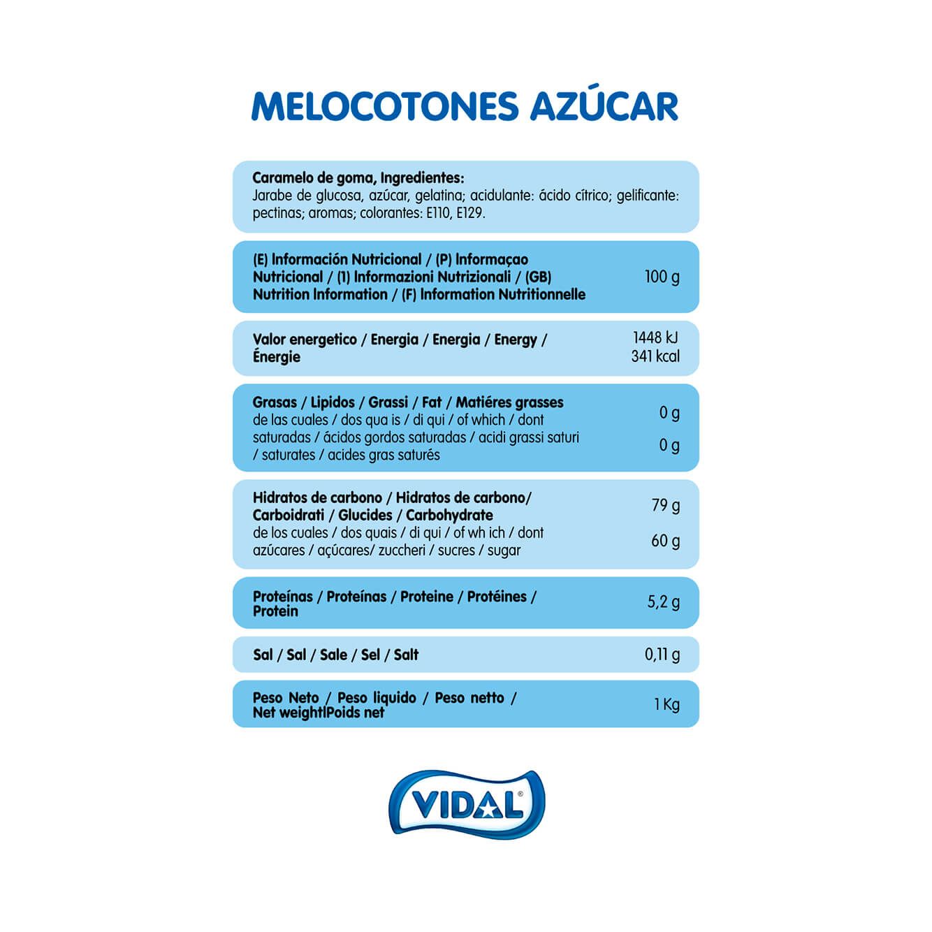 MELOCOTONES AZÚCAR 1KG