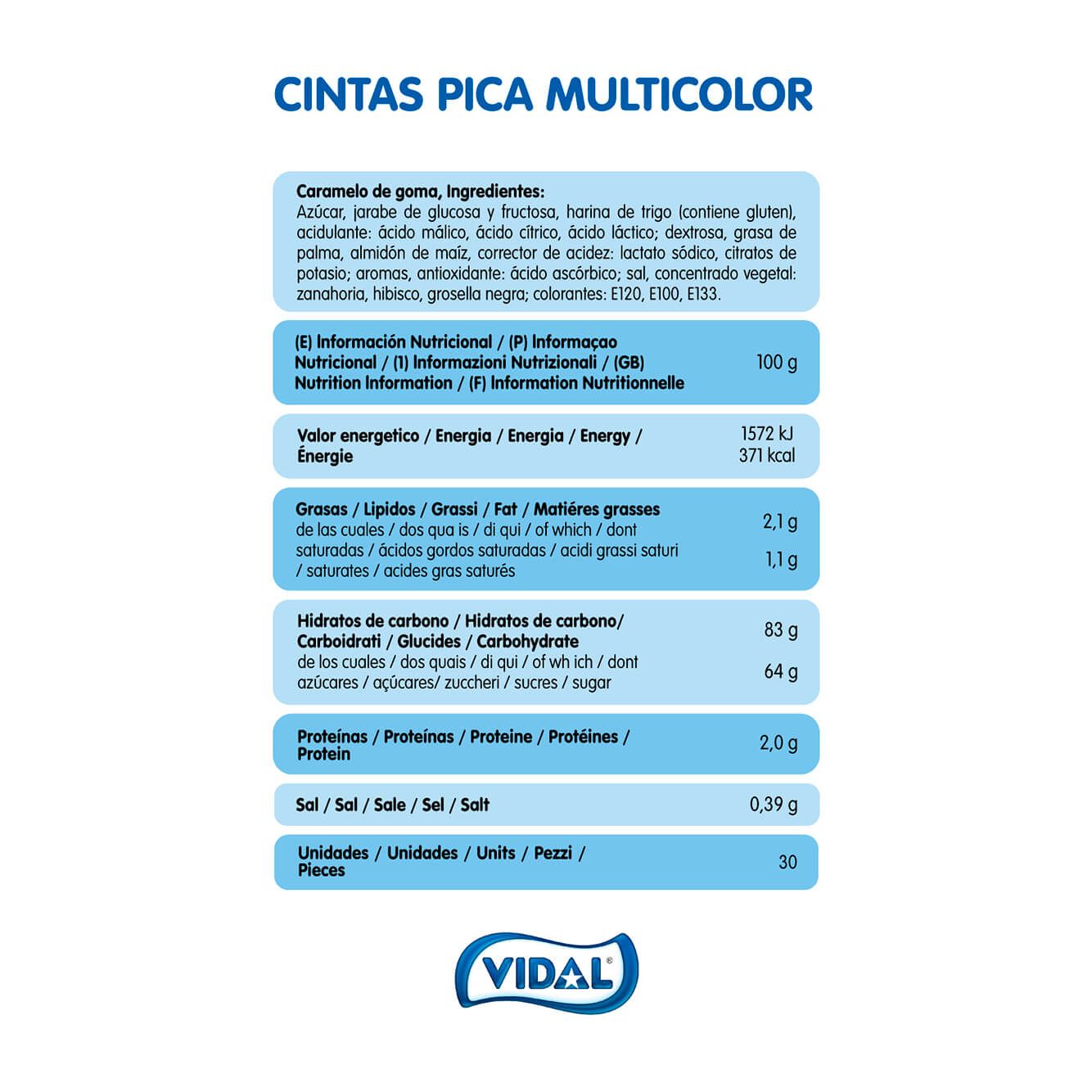 CINTA PICA REGALIZ MULTICOLOR BANDEJA 1,6KG