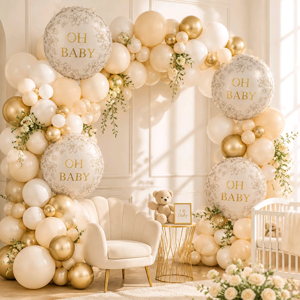 GLOBO FLORAL FRASE "OH BABY" BABY SHOWER