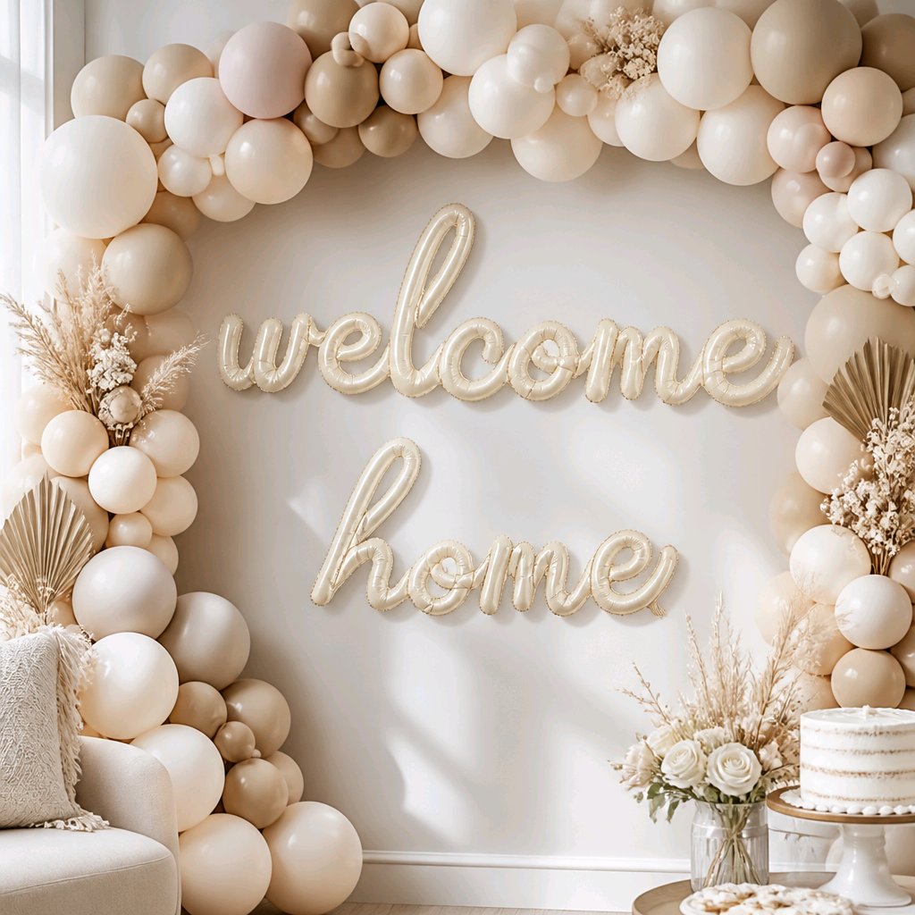 GLOBO FRASE "WELCOME HOME" BABY SHOWER